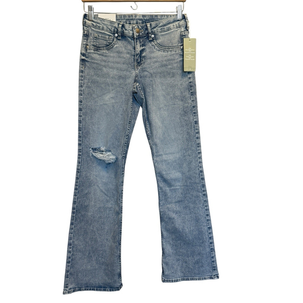 H&M Light Blue Flare Jeans - Distressed Knee